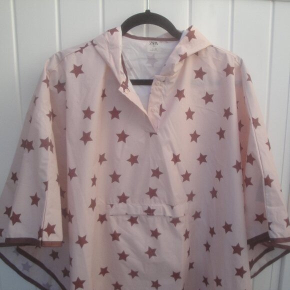 SOLD Zara Girls Peach and Rust Lightweight Poncho Size Med - Picture 3 of 4